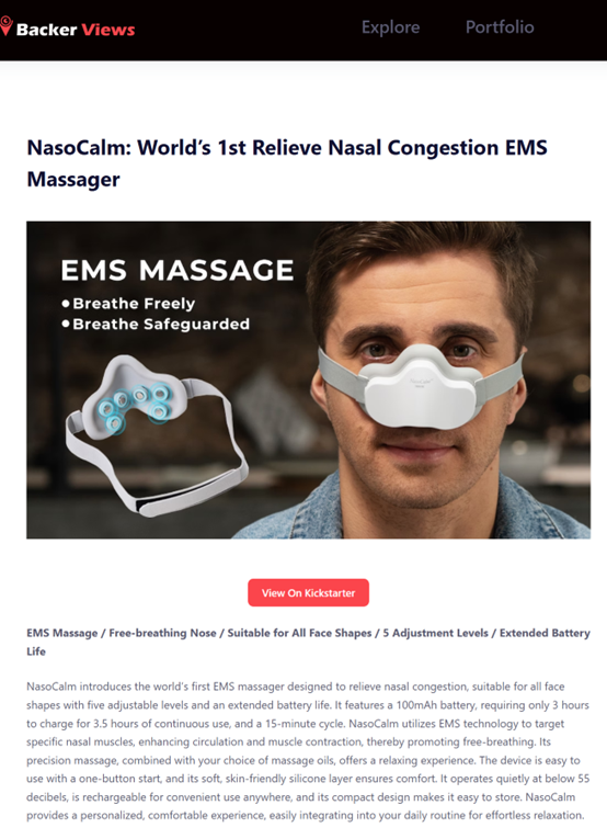 NasoCalm™ Crowdfunding Milestone Recap: World’s First EMS Nose Massager Goes Global