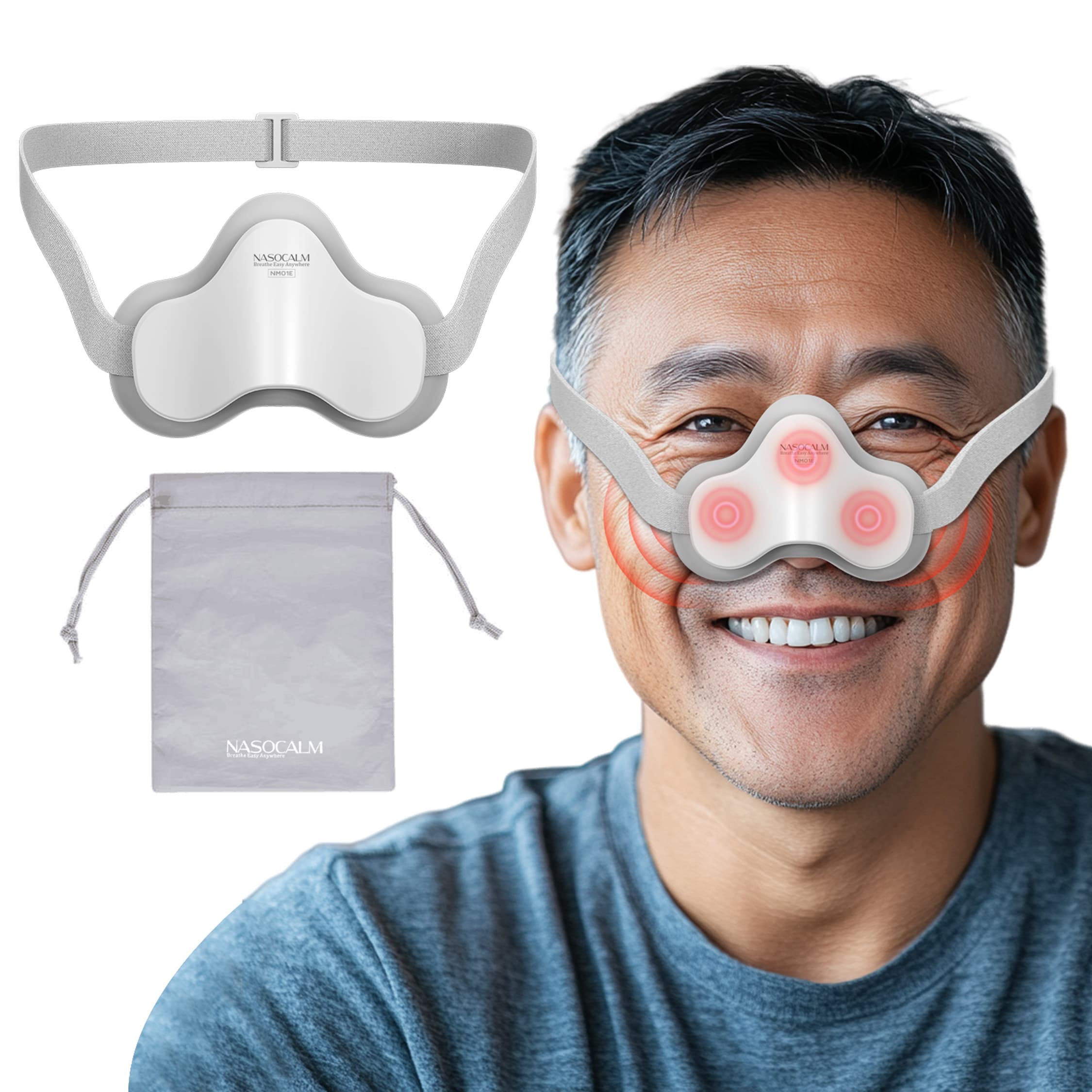 NASOCALM™ EMS Nose Massager, Breathe Easy Sinus Relief, Portable & Adjustable (APAC Version)