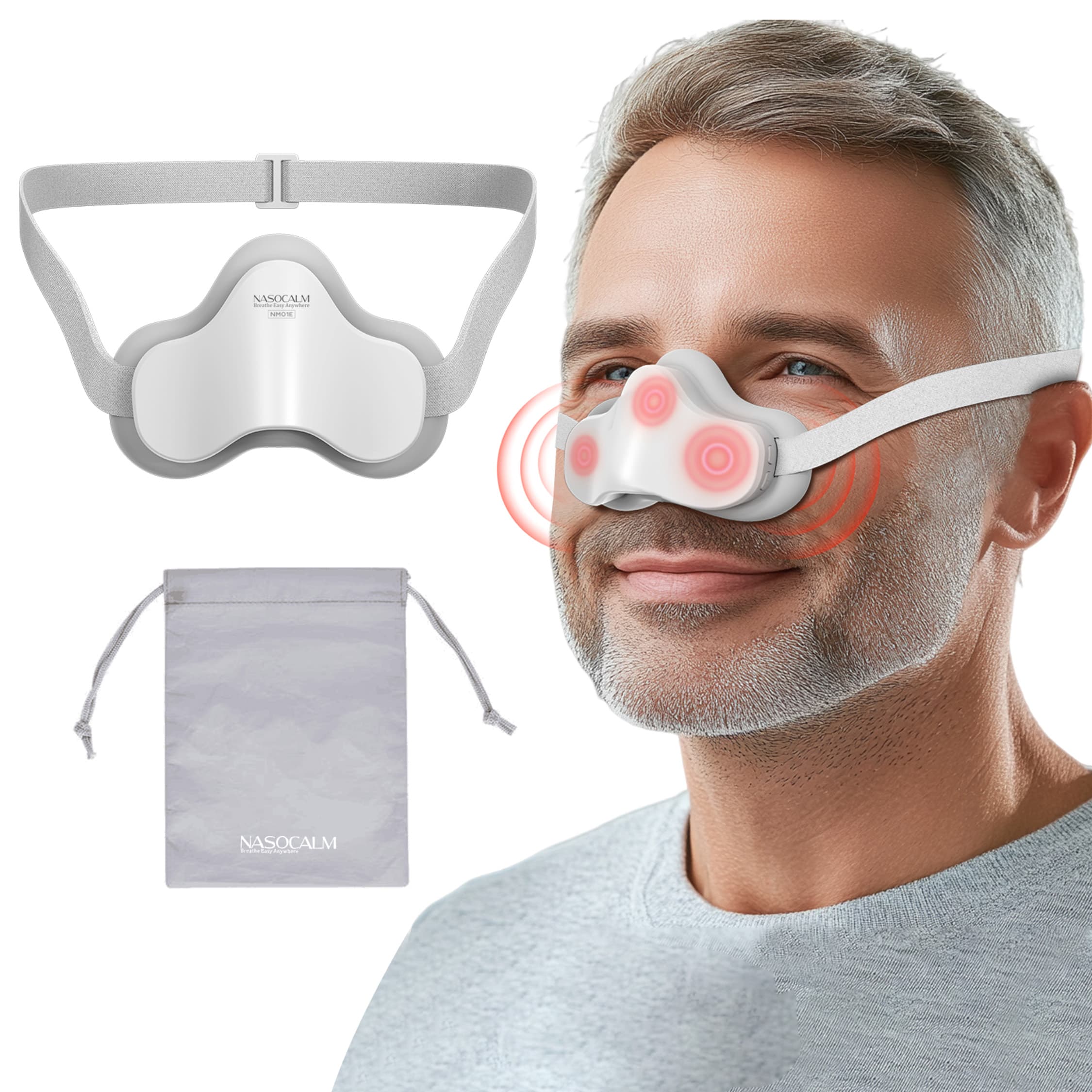 NASOCALM™ EMS Nose Massager, Breathe Easy Sinus Relief, Portable & Adjustable (NAEU Version)