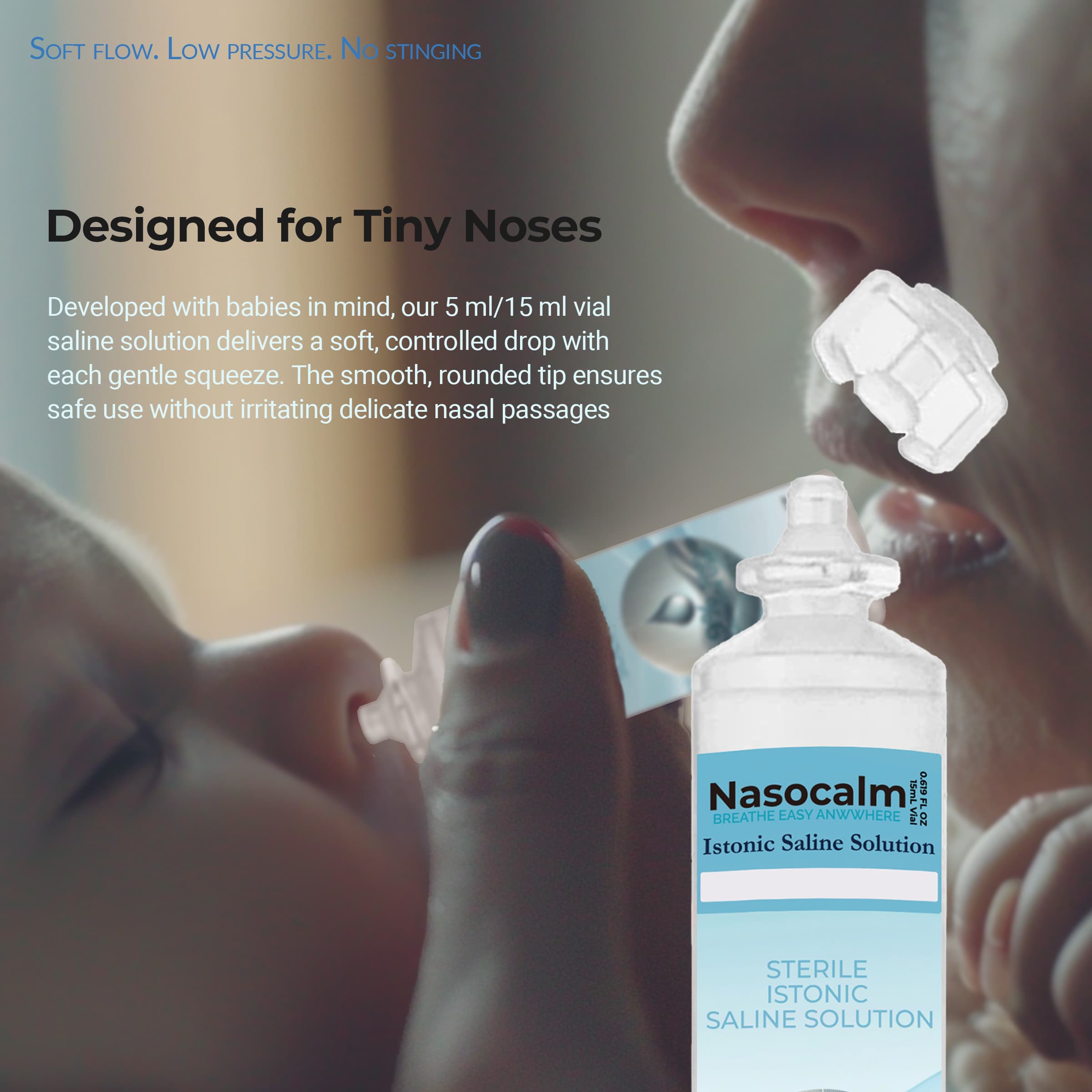 NASOCALM 0.9% Saline Solution 5ml Vials – Sterile, Preservative-Free, Single-Use Ampoules – 60-Pack – Nasal, Eye, and Wound Care – Hypoallergenic, Drug-Free, for All Ages