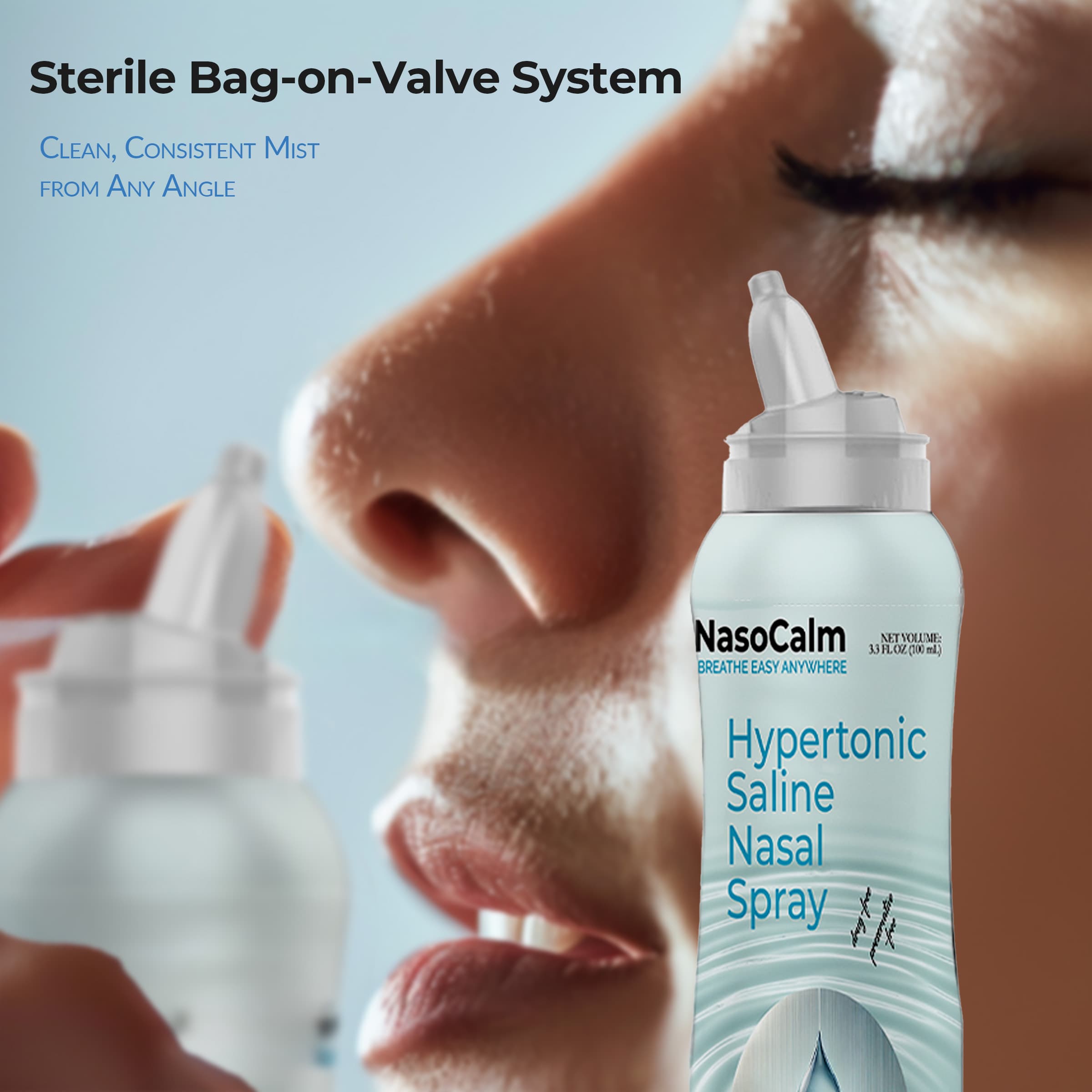 Nasocalm 3.0% Hypertonic Saline Nasal Spray 100ml – Natural Sinus Relief for Chronic Congestion, Allergies, Rhinitis, Sinusitis & Post-Surgery – Sterile, Non-Me