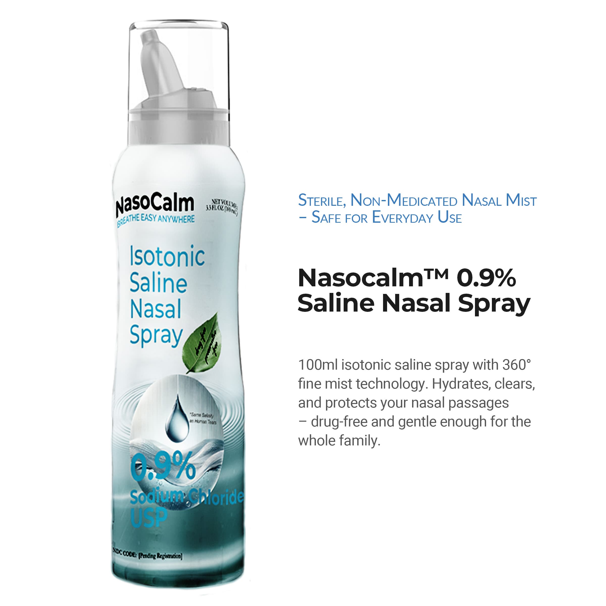 Nasocalm 3.0% Hypertonic Saline Nasal Spray 100ml – Natural Sinus Relief for Chronic Congestion, Allergies, Rhinitis, Sinusitis & Post-Surgery – Sterile, Non-Medicated Nasal Mist – Drug-Free